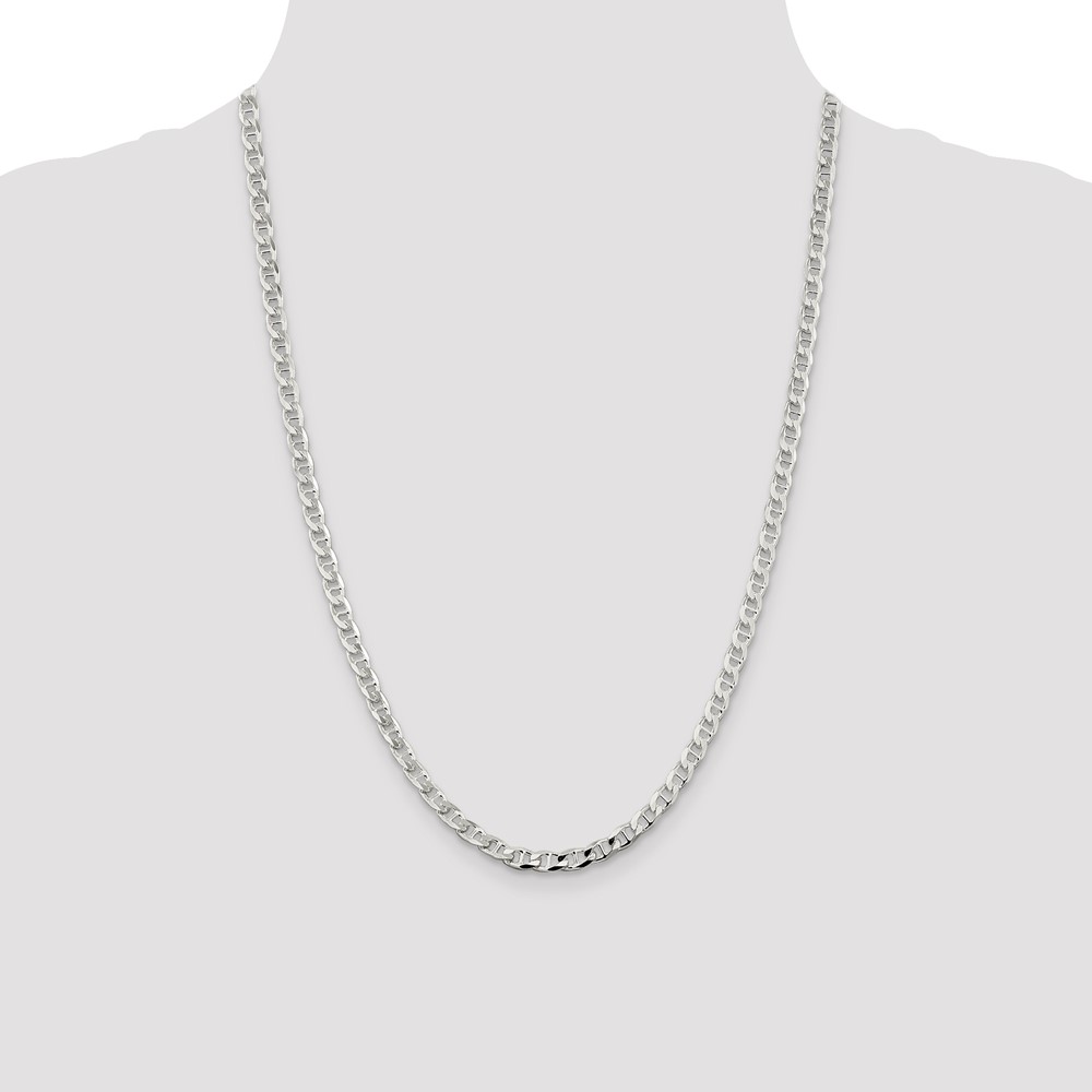 Sterling Silver 4.65mm D/C Flat Anchor Curb Chain (QFAN120-24)