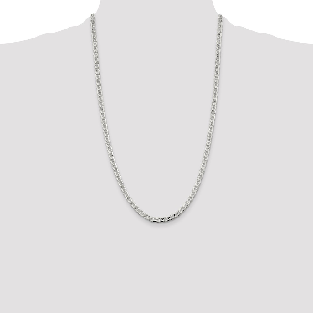 Sterling Silver 4.65mm D/C Flat Anchor Curb Chain (QFAN120-26)