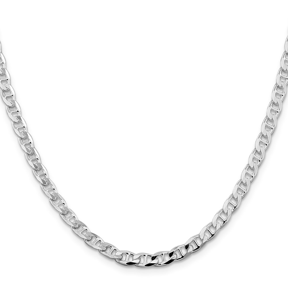 Sterling Silver Rhodium-plated 4.65mm D/C Flat Anchor Curb Chain (QFAN120R-18)
