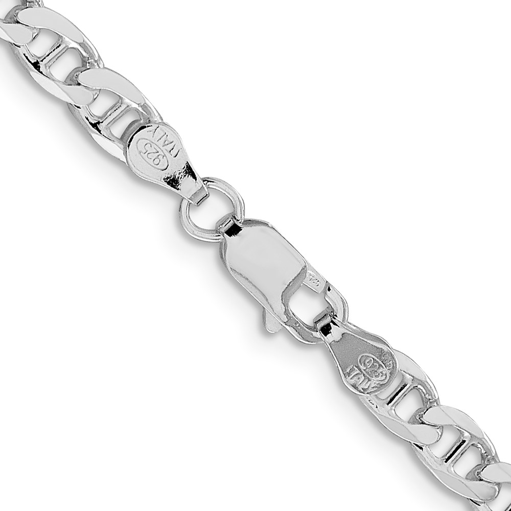 Sterling Silver Rhodium-plated 4.65mm D/C Flat Anchor Curb Chain (QFAN120R-18)