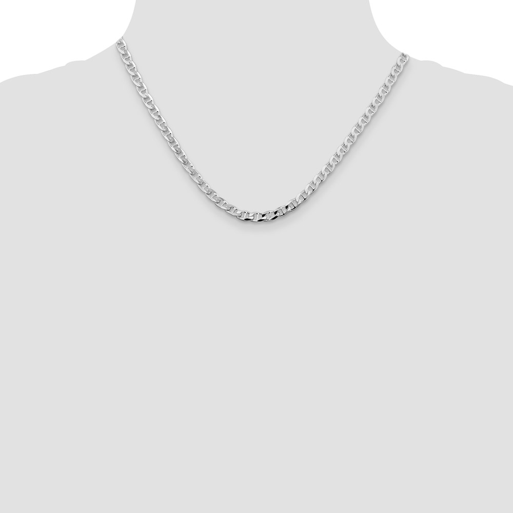 Sterling Silver Rhodium-plated 4.65mm D/C Flat Anchor Curb Chain (QFAN120R-18)