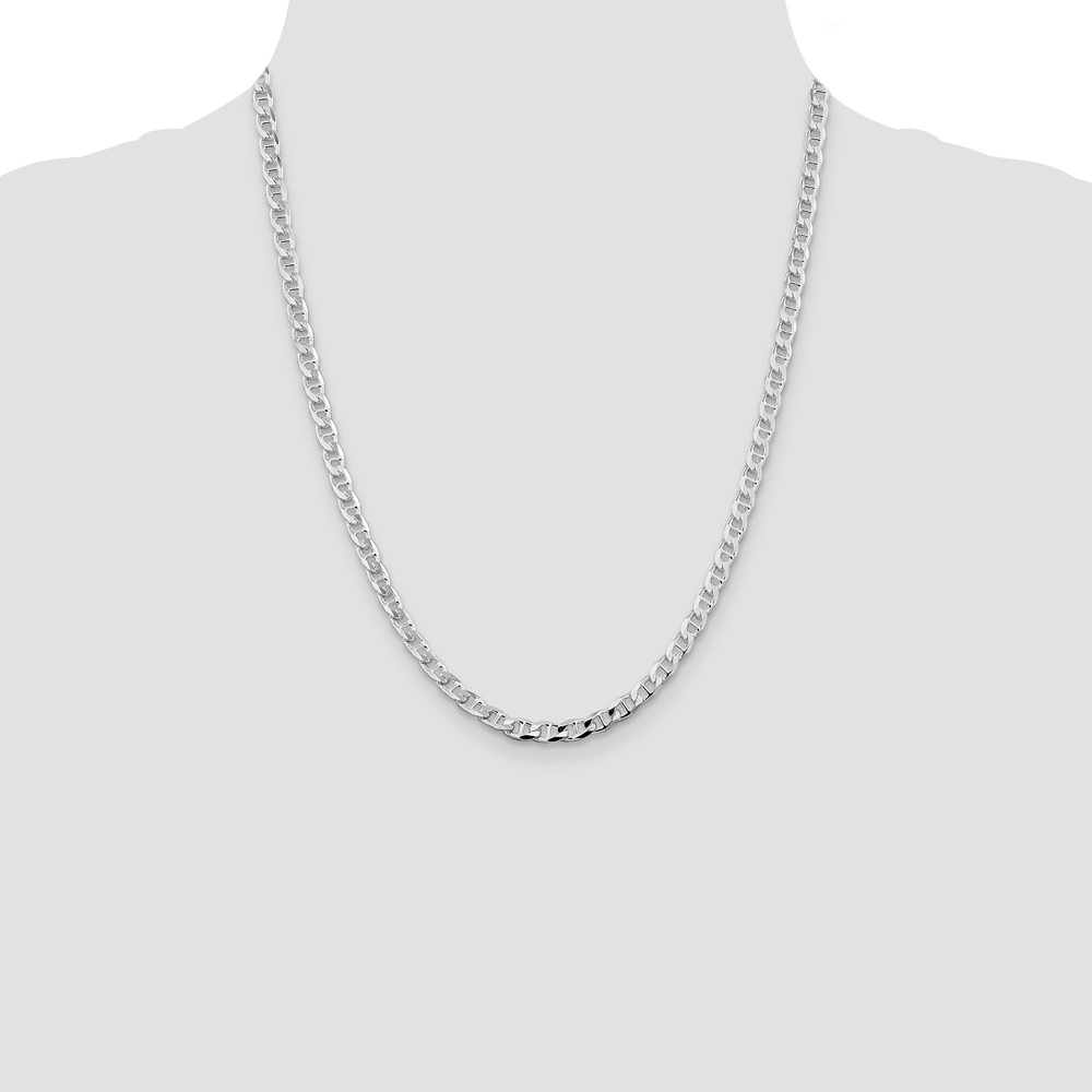 Sterling Silver Rhodium-plated 4.65mm D/C Flat Anchor Curb Chain (QFAN120R-22)