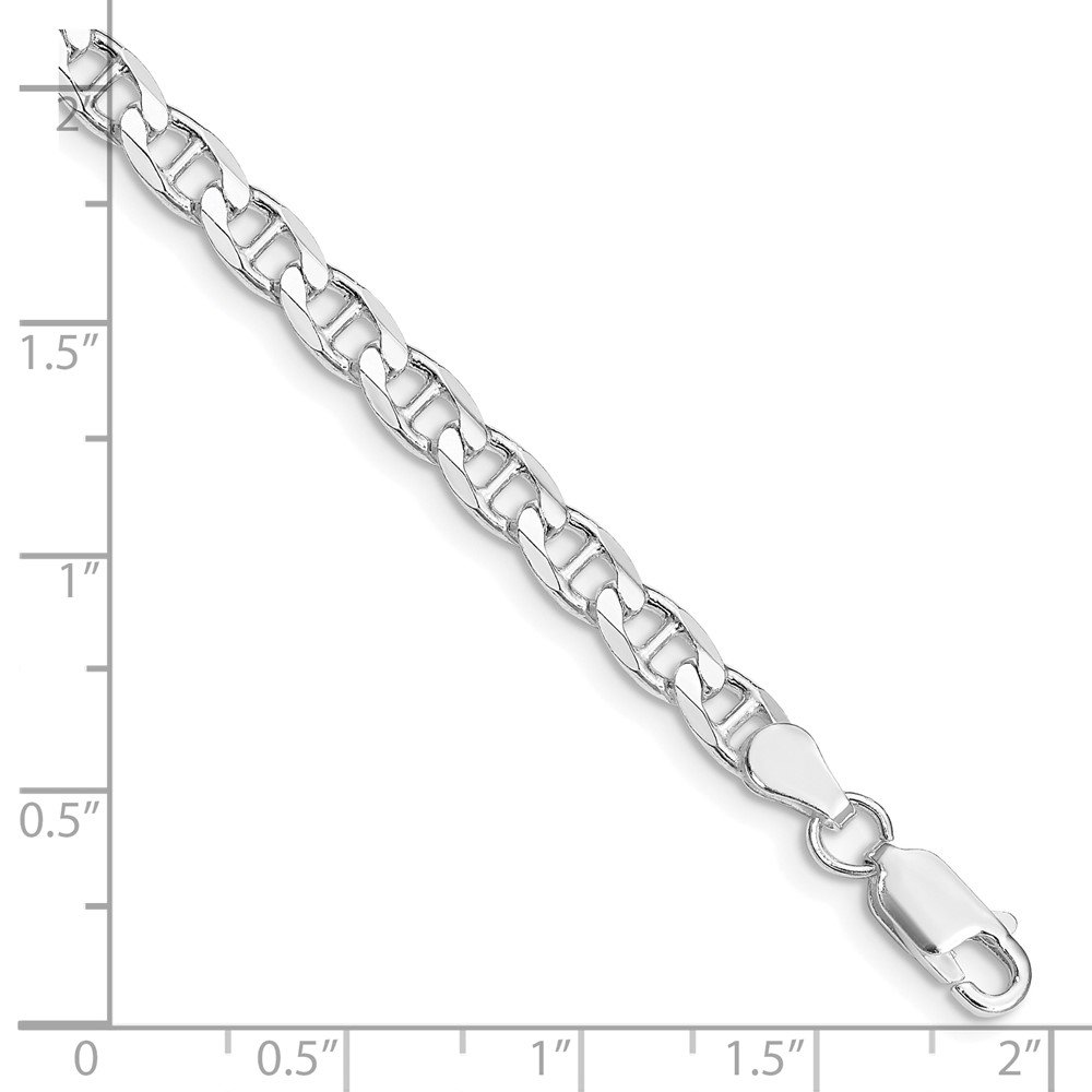 Sterling Silver Rhodium-plated 4.65mm D/C Flat Anchor Curb Chain (QFAN120R-7)