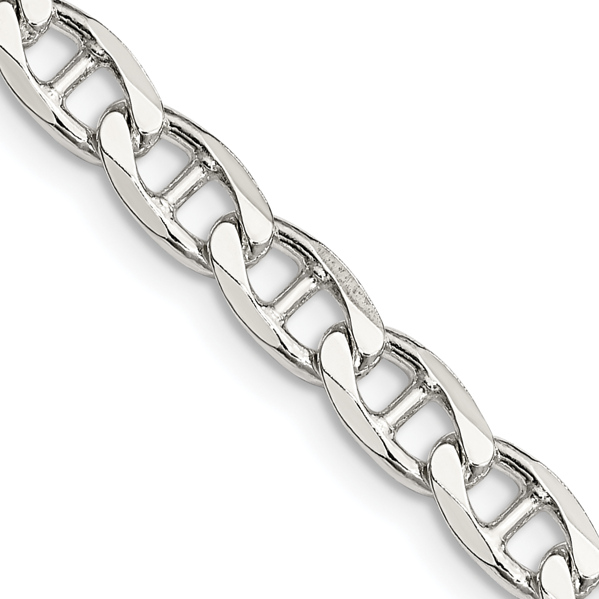 Sterling Silver 5.7mm D/C Flat Anchor Curb Chain (QFAN150-24)
