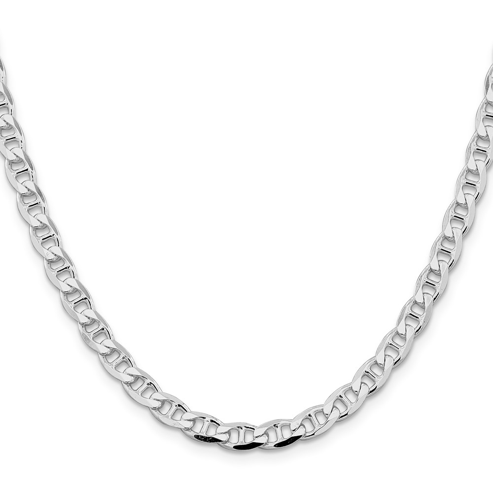 Sterling Silver Rhodium-plated 5.7mm D/C Flat Anchor Curb Chain (QFAN150R-20)
