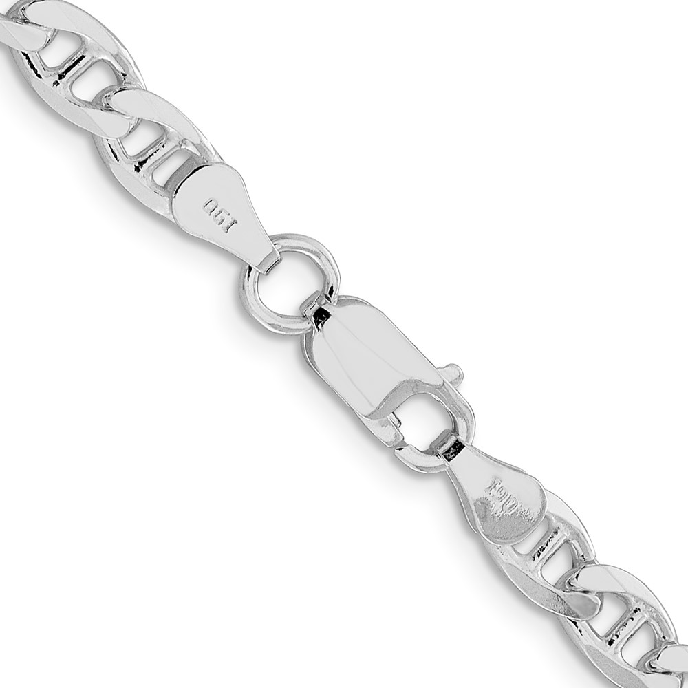 Sterling Silver Rhodium-plated 5.7mm D/C Flat Anchor Curb Chain (QFAN150R-20)