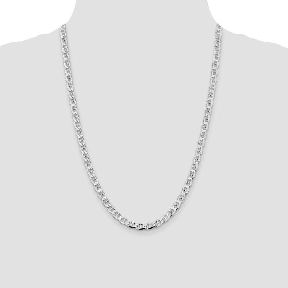 Sterling Silver Rhodium-plated 5.7mm D/C Flat Anchor Curb Chain (QFAN150R-24)
