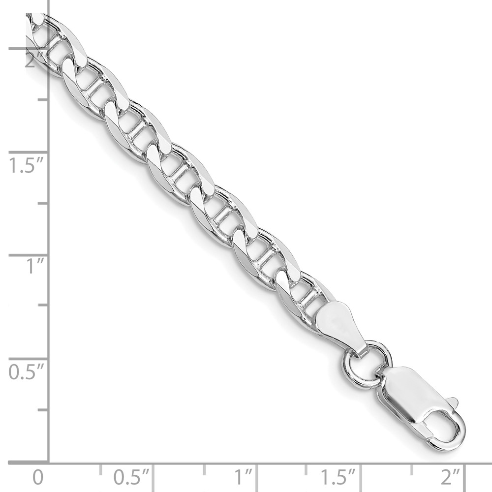Sterling Silver Rhodium-plated 5.7mm D/C Flat Anchor Curb Chain (QFAN150R-9)