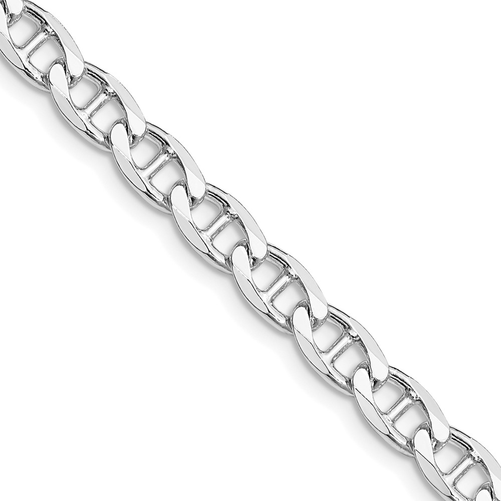 Sterling Silver Rhodium-plated 5.7mm D/C Flat Anchor Curb Chain (QFAN150R-18)