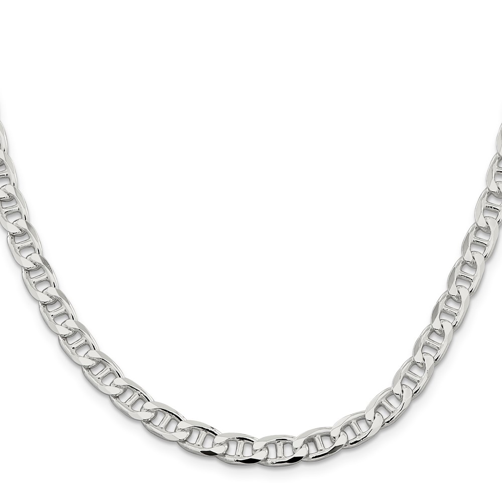 Sterling Silver 6.5mm D/C Flat Anchor Curb Chain (QFAN180-20)