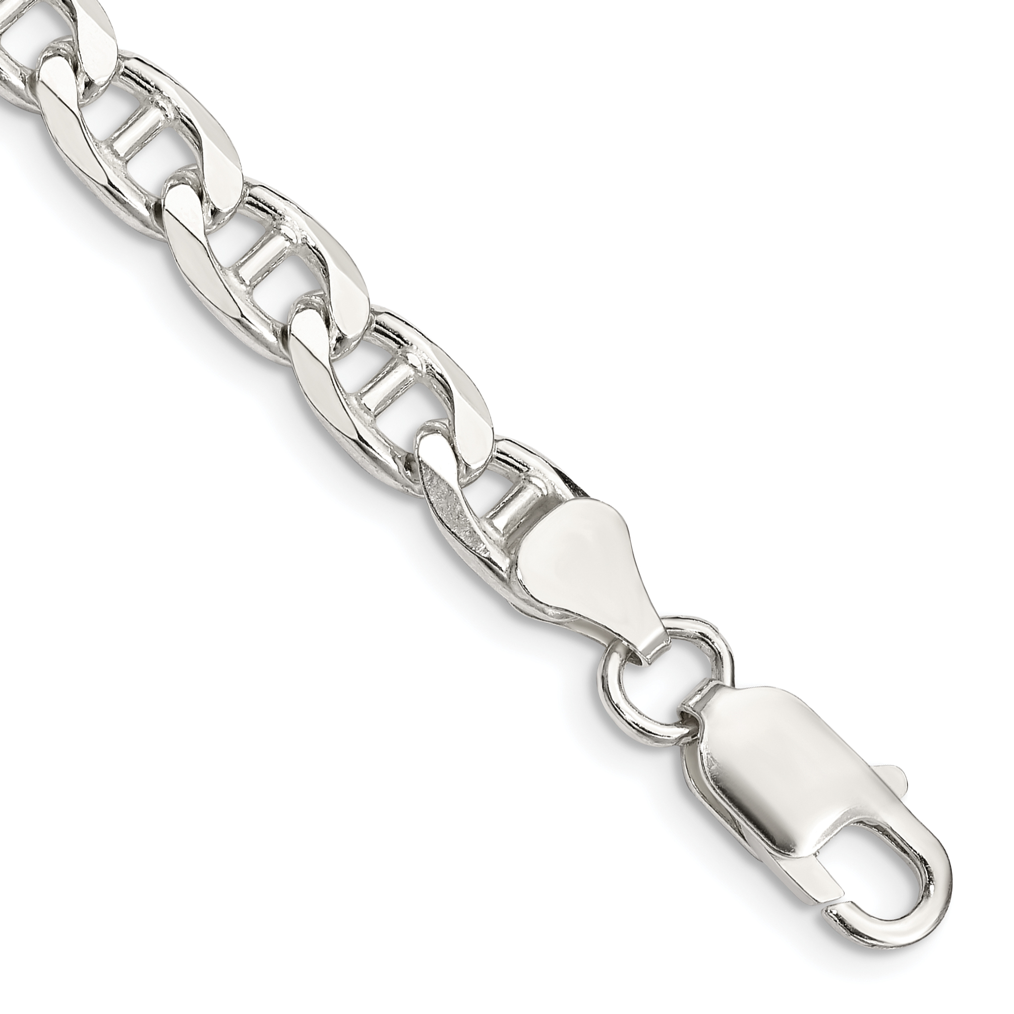 Sterling Silver 6.5mm D/C Flat Anchor Curb Chain (QFAN180-7)
