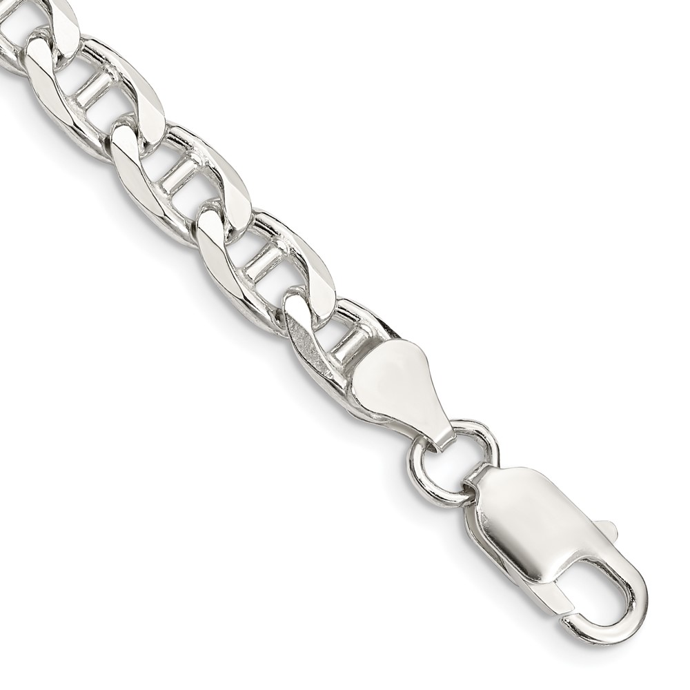 Sterling Silver 6.5mm D/C Flat Anchor Curb Chain (QFAN180-7)