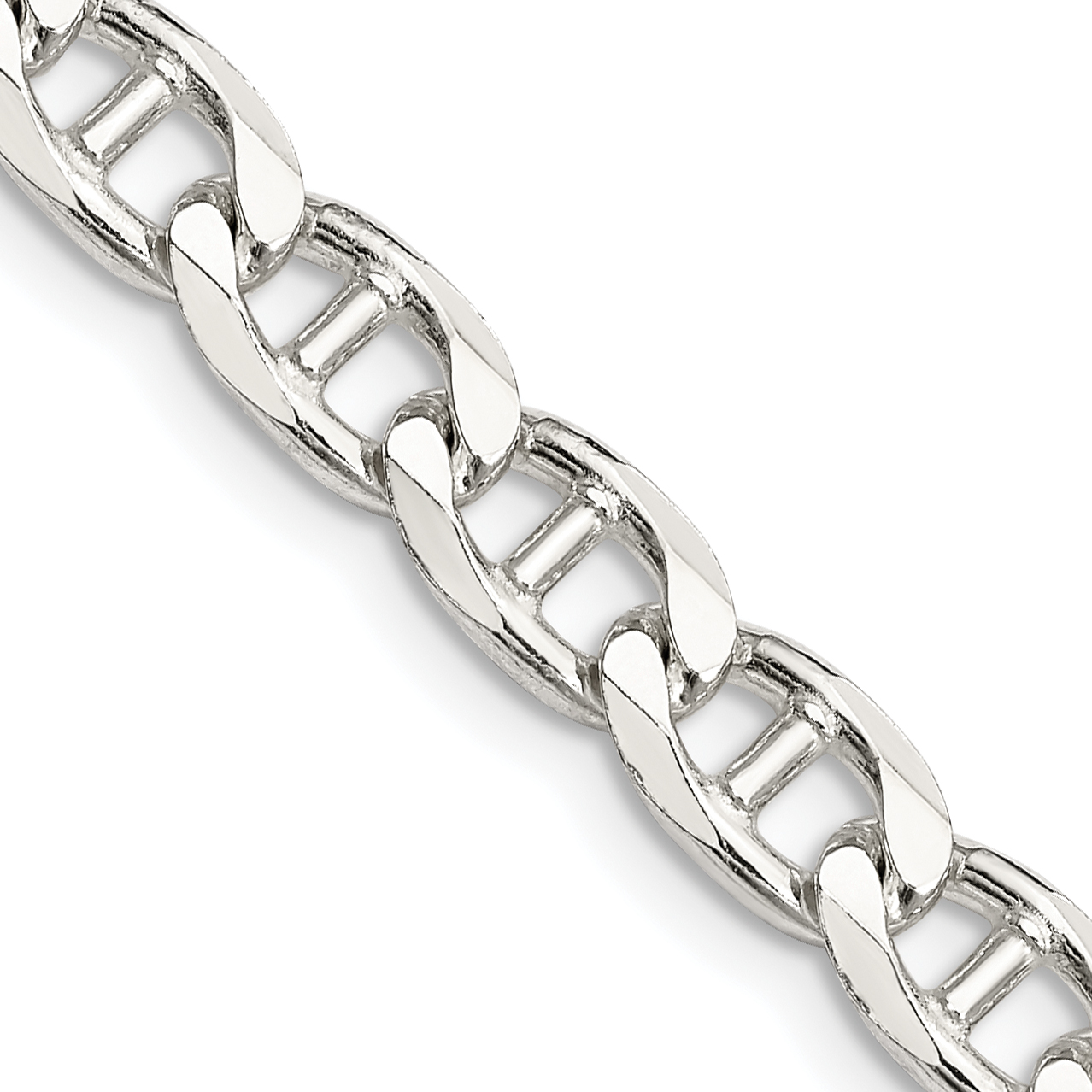 Sterling Silver 6.5mm D/C Flat Anchor Curb Chain (QFAN180-22)