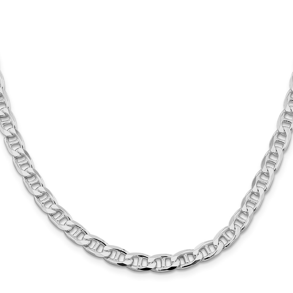 Sterling Silver Rhodium-plated 6.5mm D/C Flat Anchor Curb Chain (QFAN180R-20)