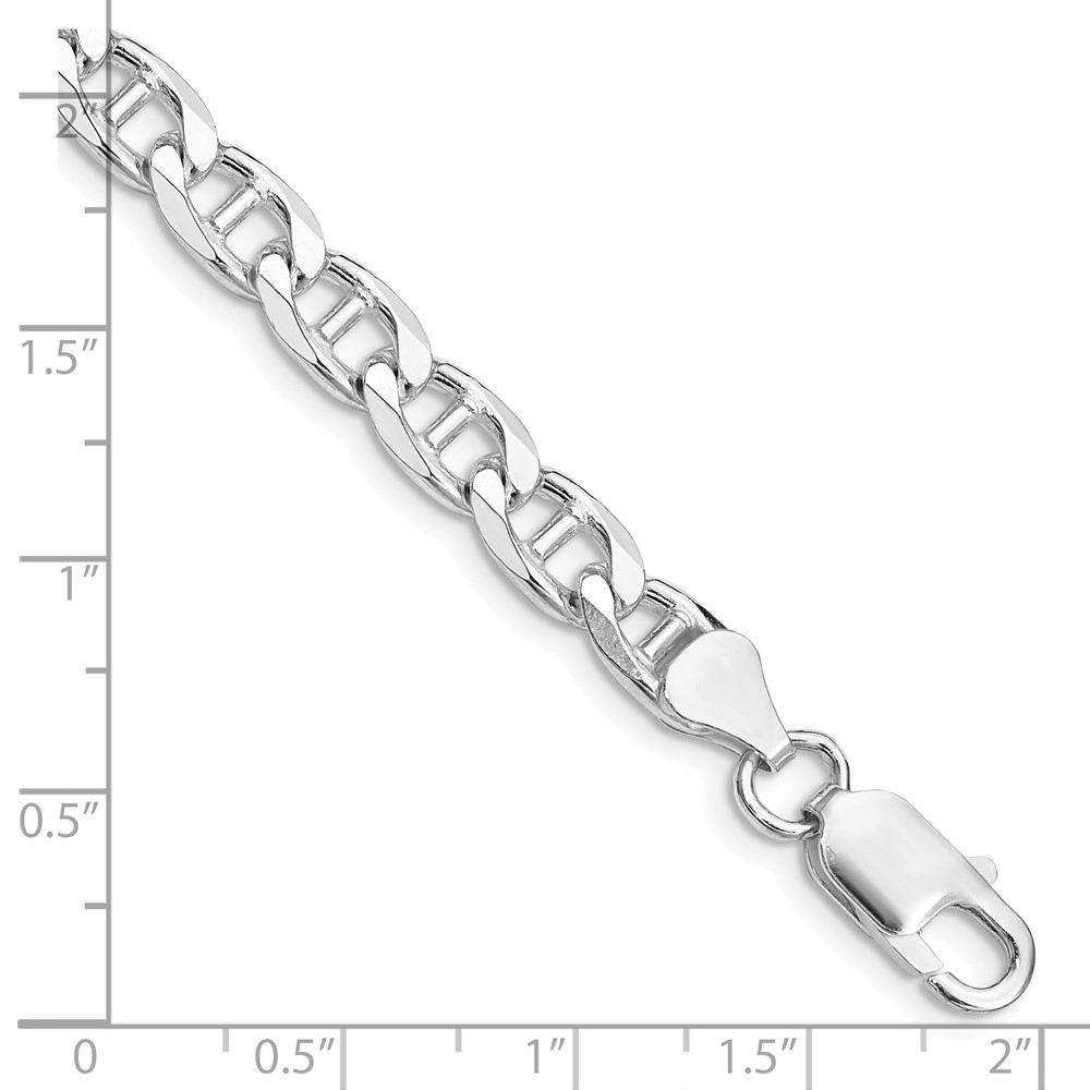 Sterling Silver Rhodium-plated 6.5mm D/C Flat Anchor Curb Chain (QFAN180R-9)