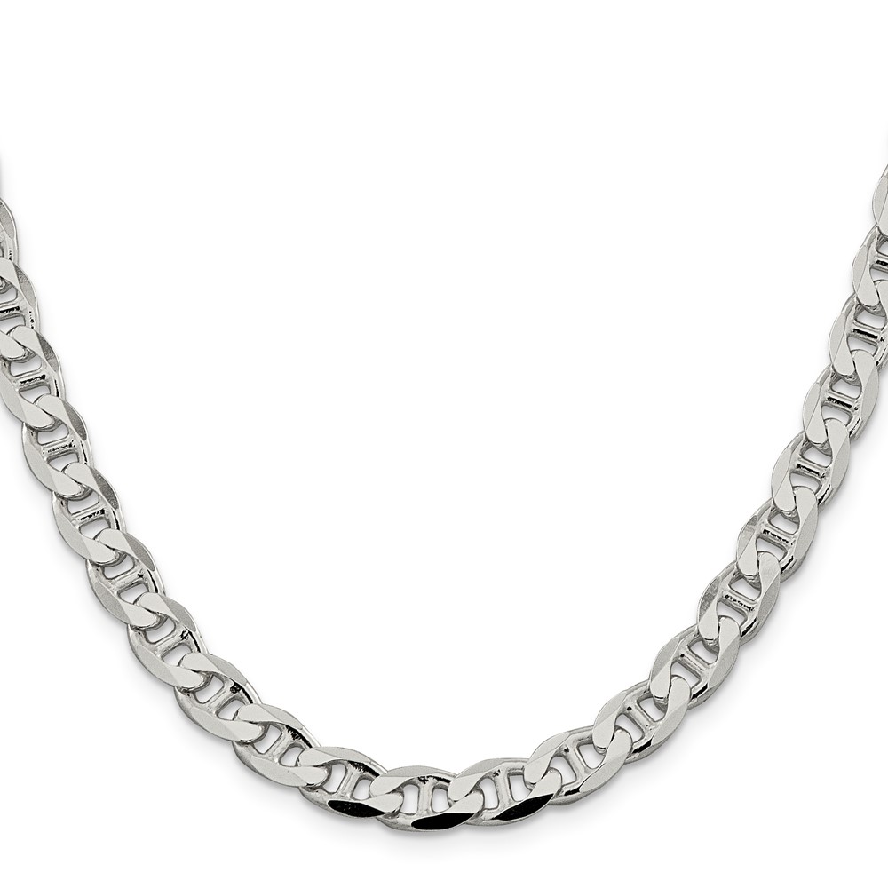 Sterling Silver 7.4mm D/C Flat Anchor Curb Chain (QFAN200-26)
