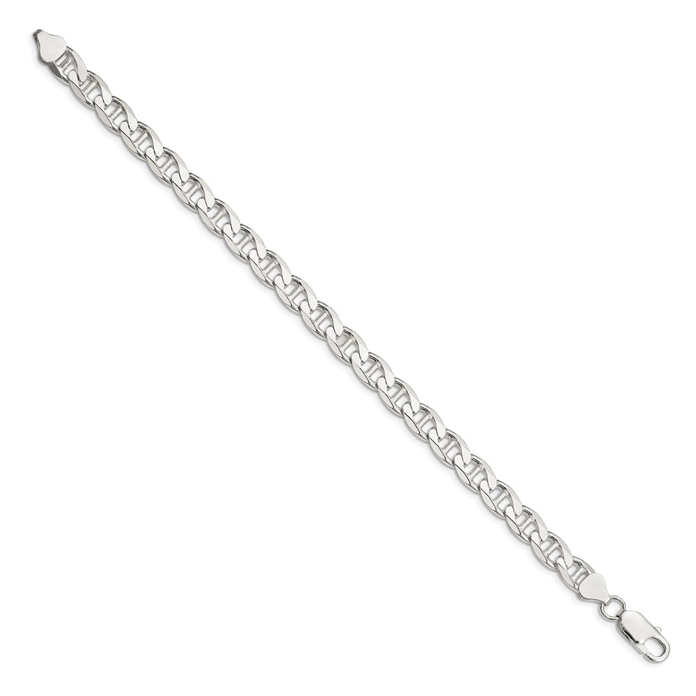 Sterling Silver 7.4mm D/C Flat Anchor Curb Chain (QFAN200-8)