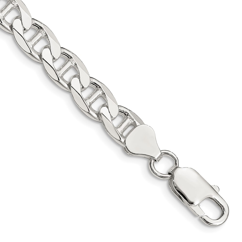 Sterling Silver 7.4mm D/C Flat Anchor Curb Chain (QFAN200-8)