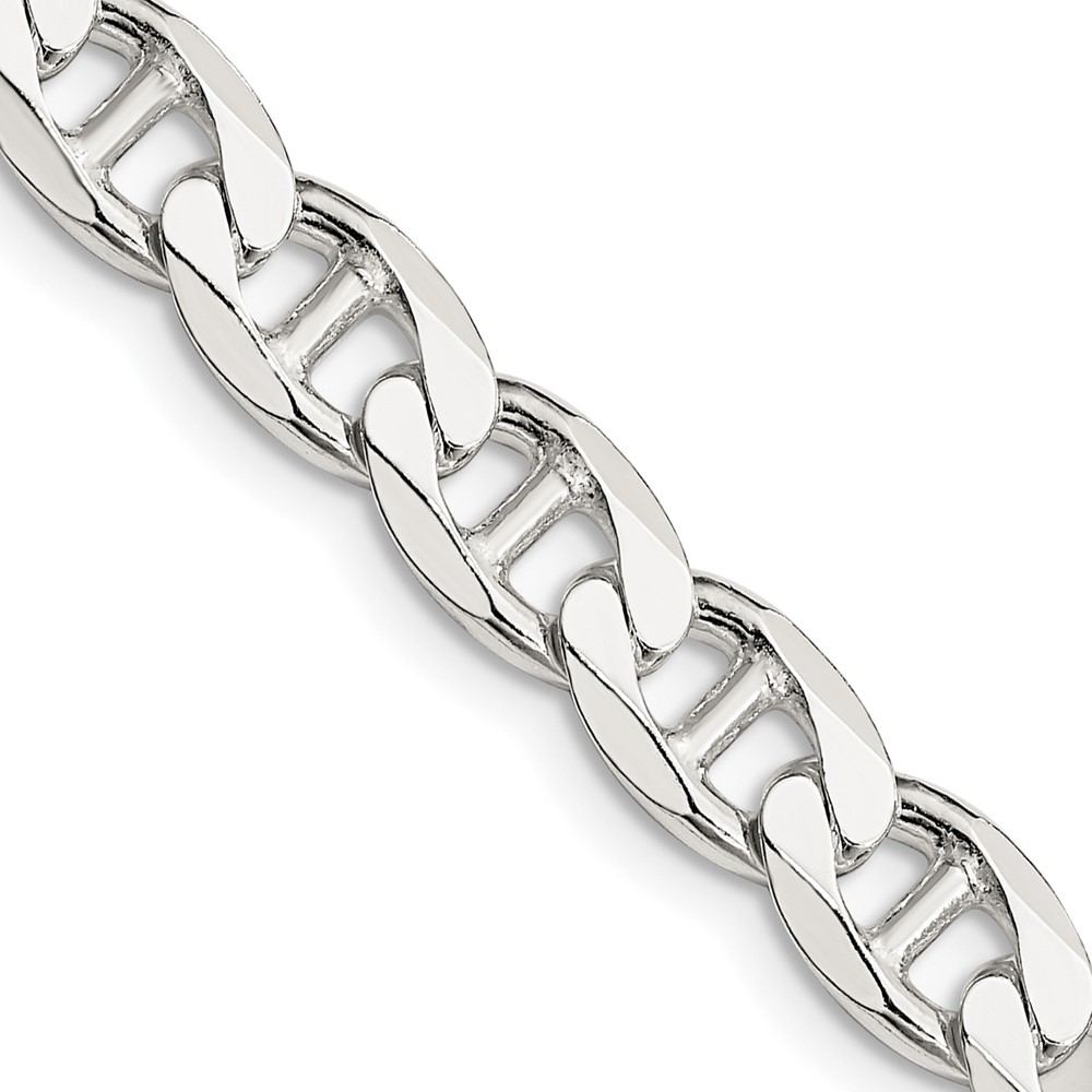 Sterling Silver 7.4mm D/C Flat Anchor Curb Chain (QFAN200-20)