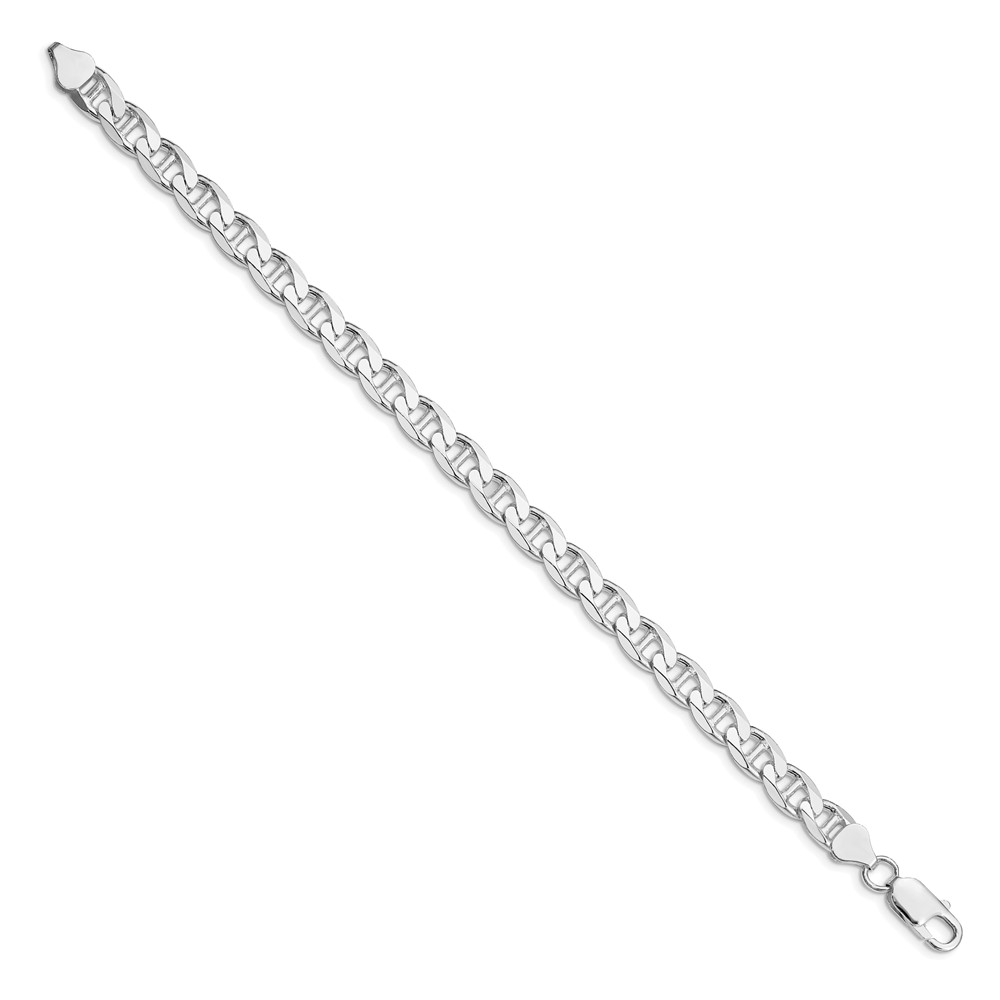 Sterling Silver Rhodium-plated 7.4mm D/C Flat Anchor Curb Chain (QFAN200R-9)