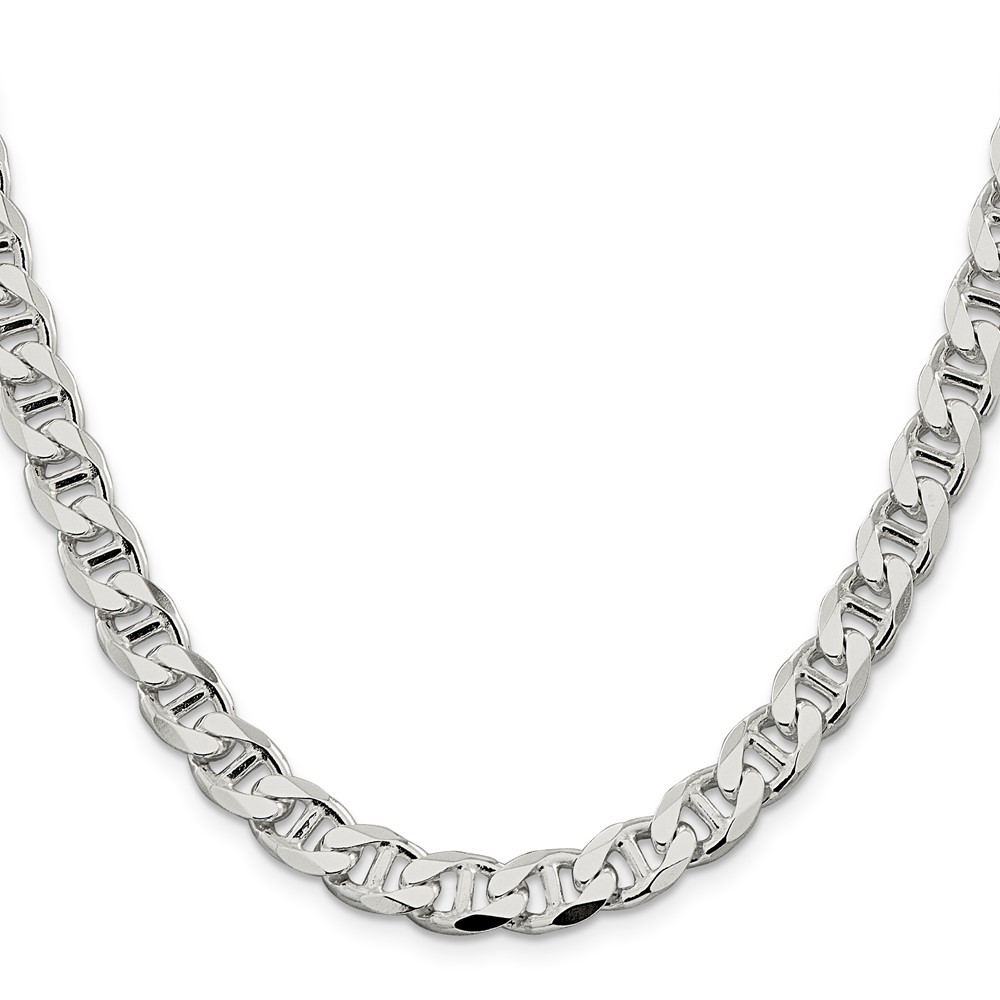Sterling Silver 8.25mm D/C Flat Anchor Curb Chain (QFAN220-24)