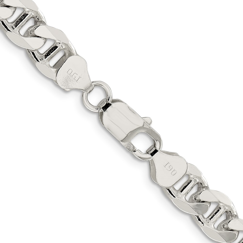 Sterling Silver 8.25mm D/C Flat Anchor Curb Chain (QFAN220-24)