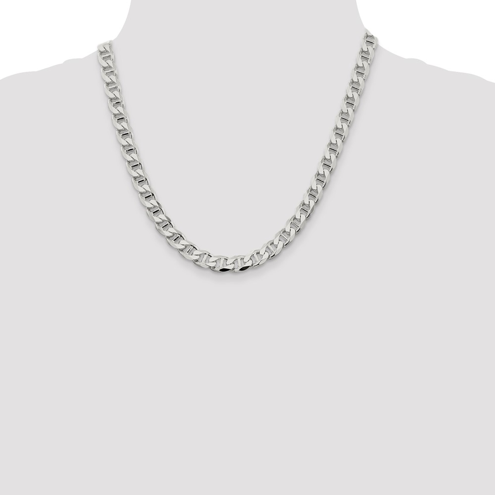 Sterling Silver 8.25mm D/C Flat Anchor Curb Chain (QFAN220-20)