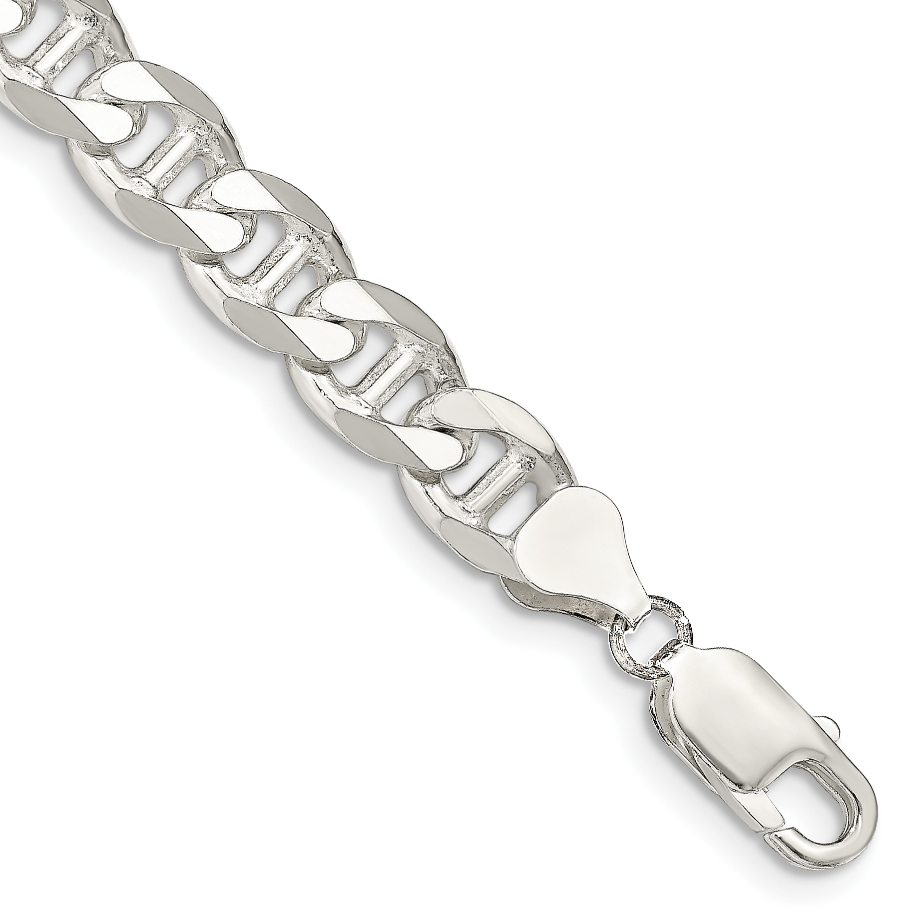 Sterling Silver 8.25mm D/C Flat Anchor Curb Chain (QFAN220-8)