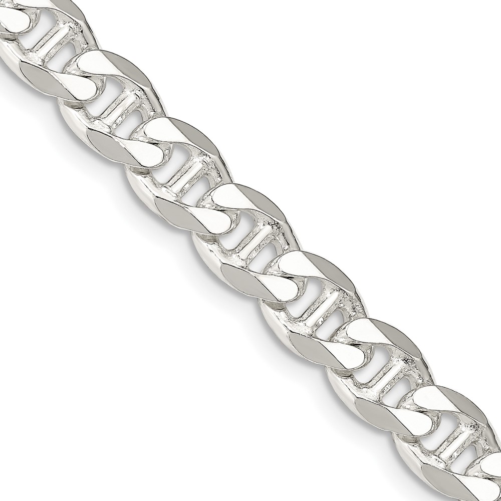 Sterling Silver 8.25mm D/C Flat Anchor Curb Chain (QFAN220-20)