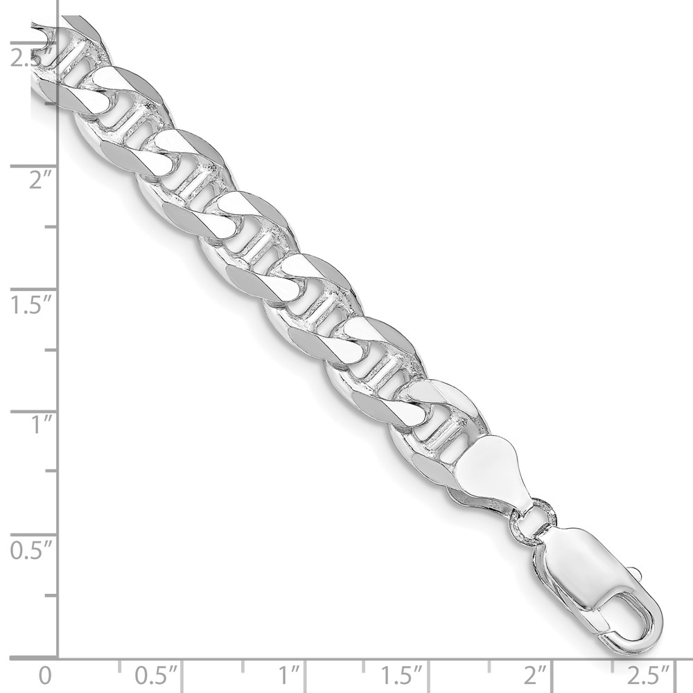Sterling Silver Rhodium-plated 8.25mm D/C Flat Anchor Curb Chain (QFAN220R-9)