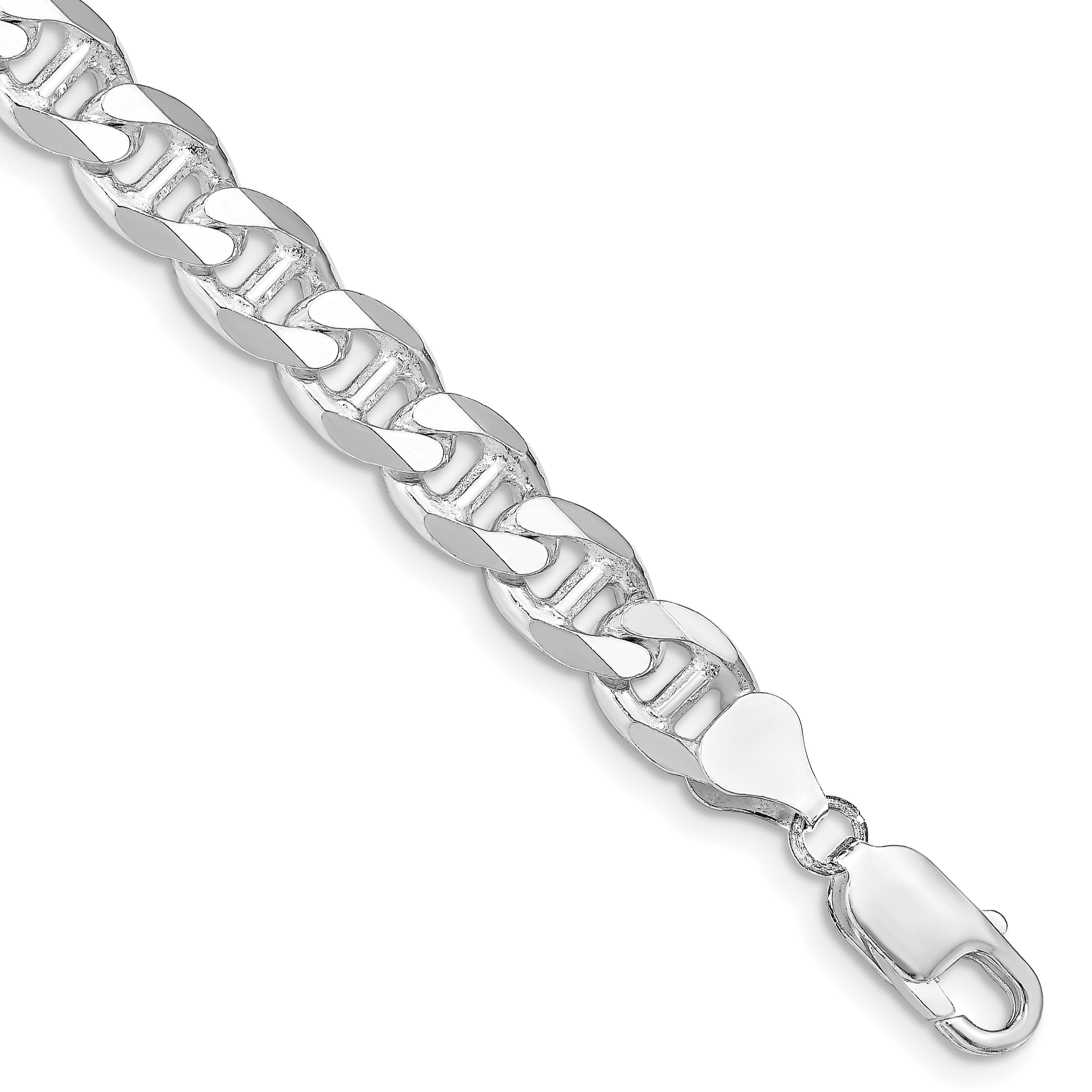 Sterling Silver Rhodium-plated 8.25mm D/C Flat Anchor Curb Chain (QFAN220R-8)