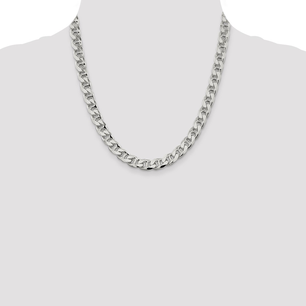 Sterling Silver 9mm D/C Flat Anchor Curb Chain (QFAN250-20)