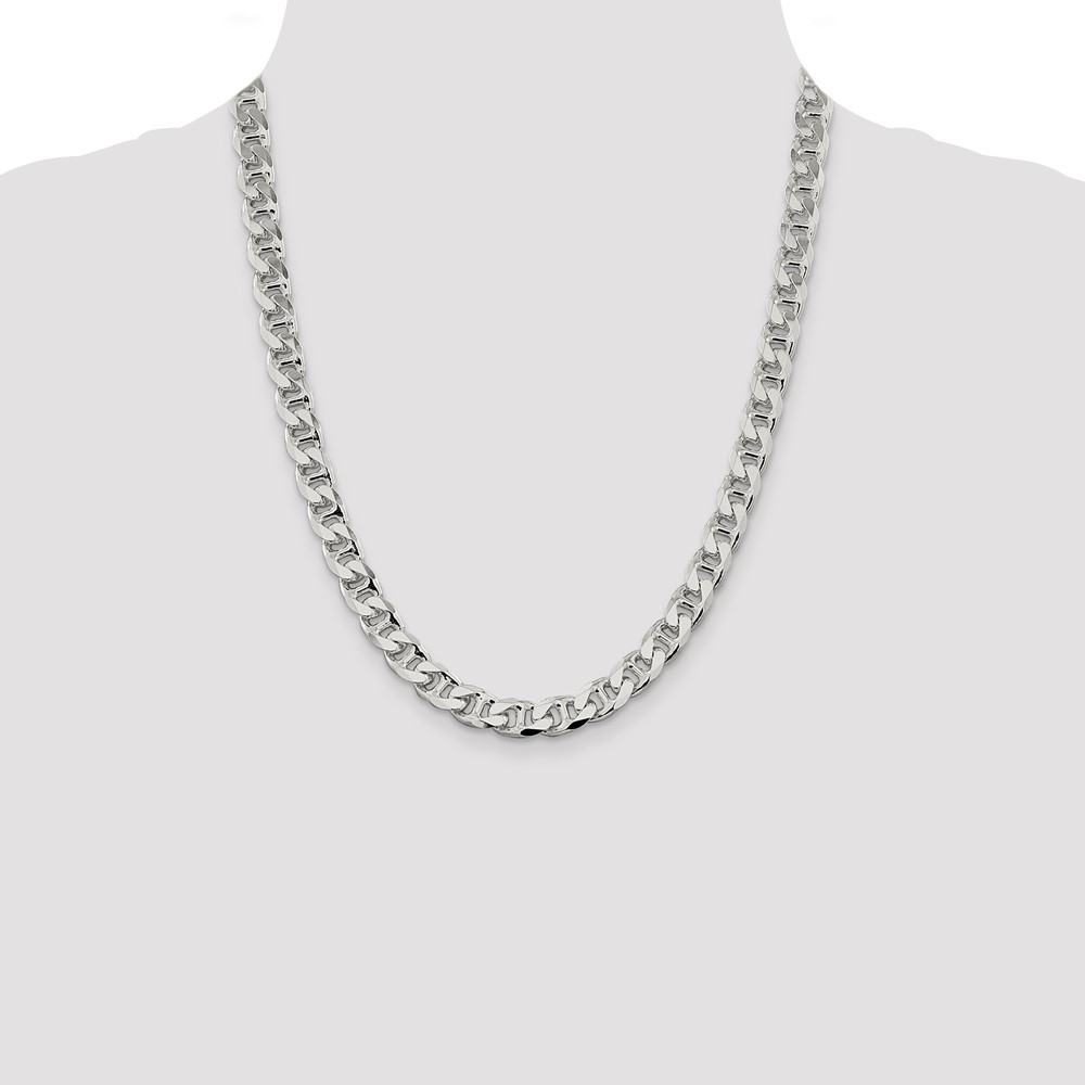 Sterling Silver 9mm D/C Flat Anchor Curb Chain (QFAN250-22)
