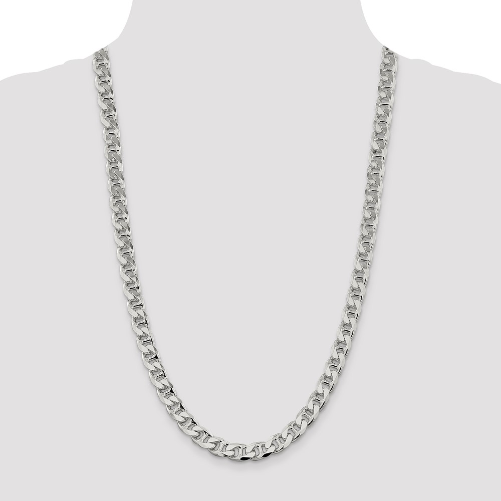 Sterling Silver 9mm D/C Flat Anchor Curb Chain (QFAN250-26)