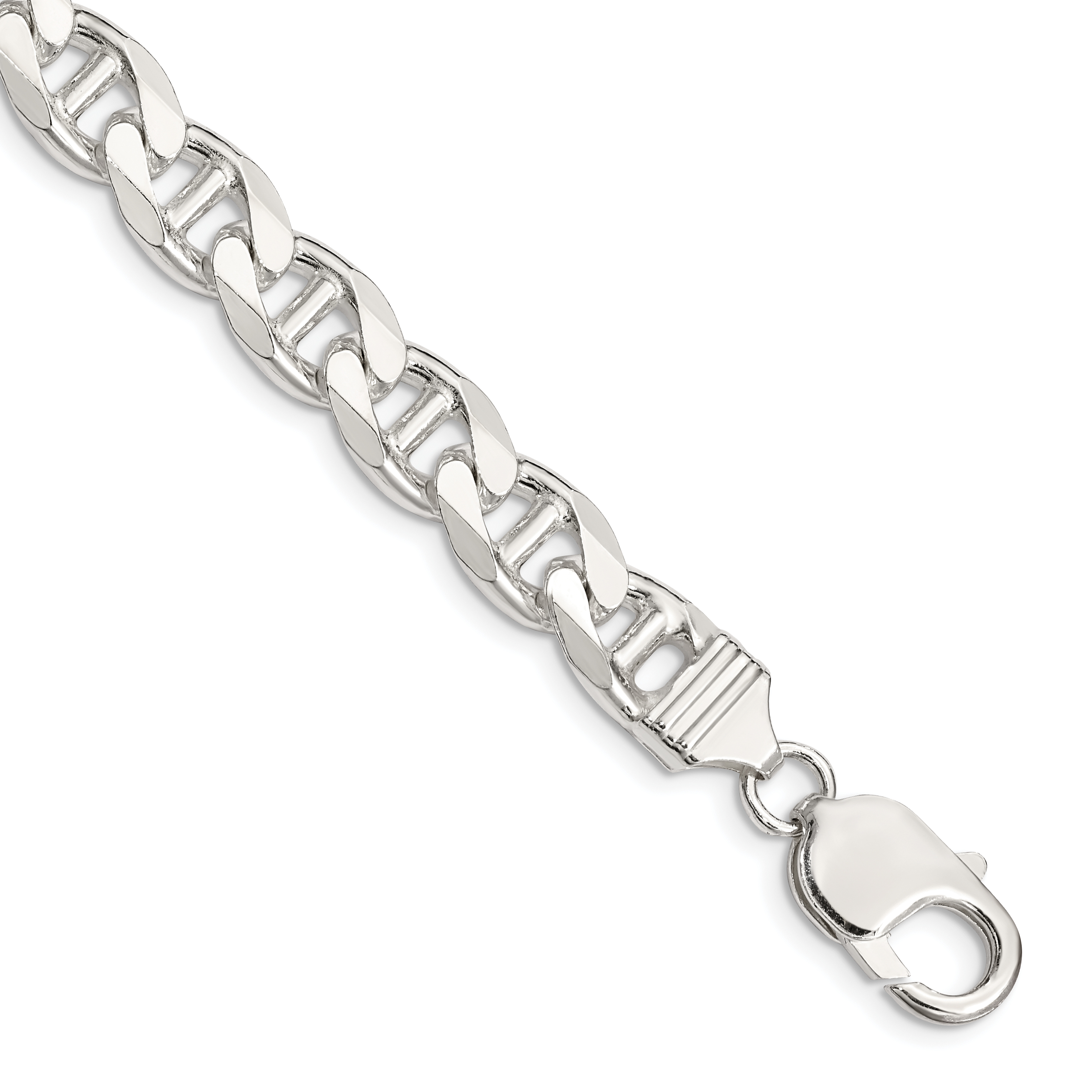 Sterling Silver 9mm D/C Flat Anchor Curb Chain (QFAN250-8)