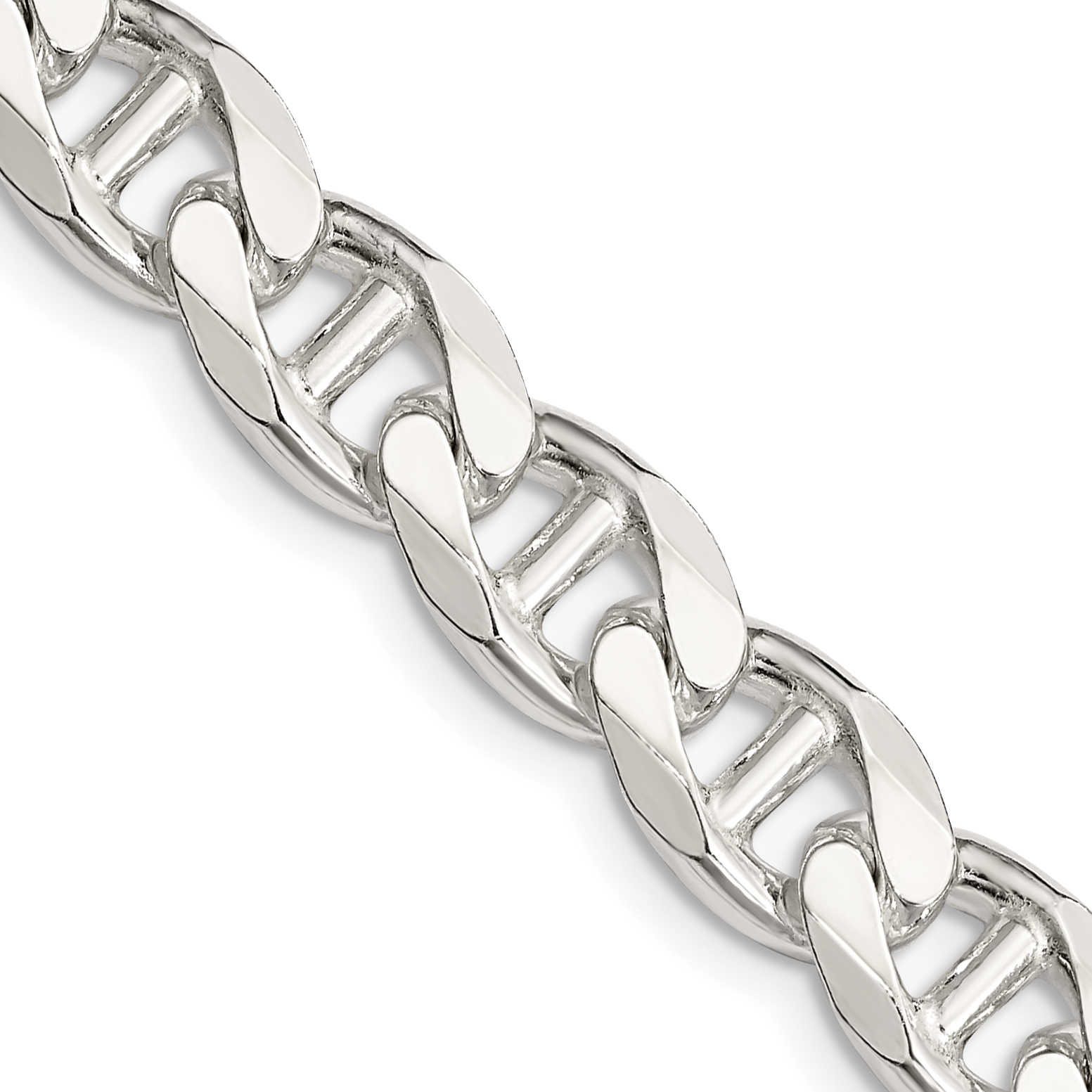 Sterling Silver 9mm D/C Flat Anchor Curb Chain (QFAN250-22)