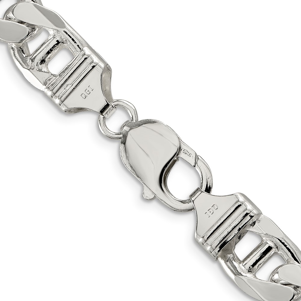 Sterling Silver 10.8mm D/C Flat Anchor Curb Chain (QFAN300-24)