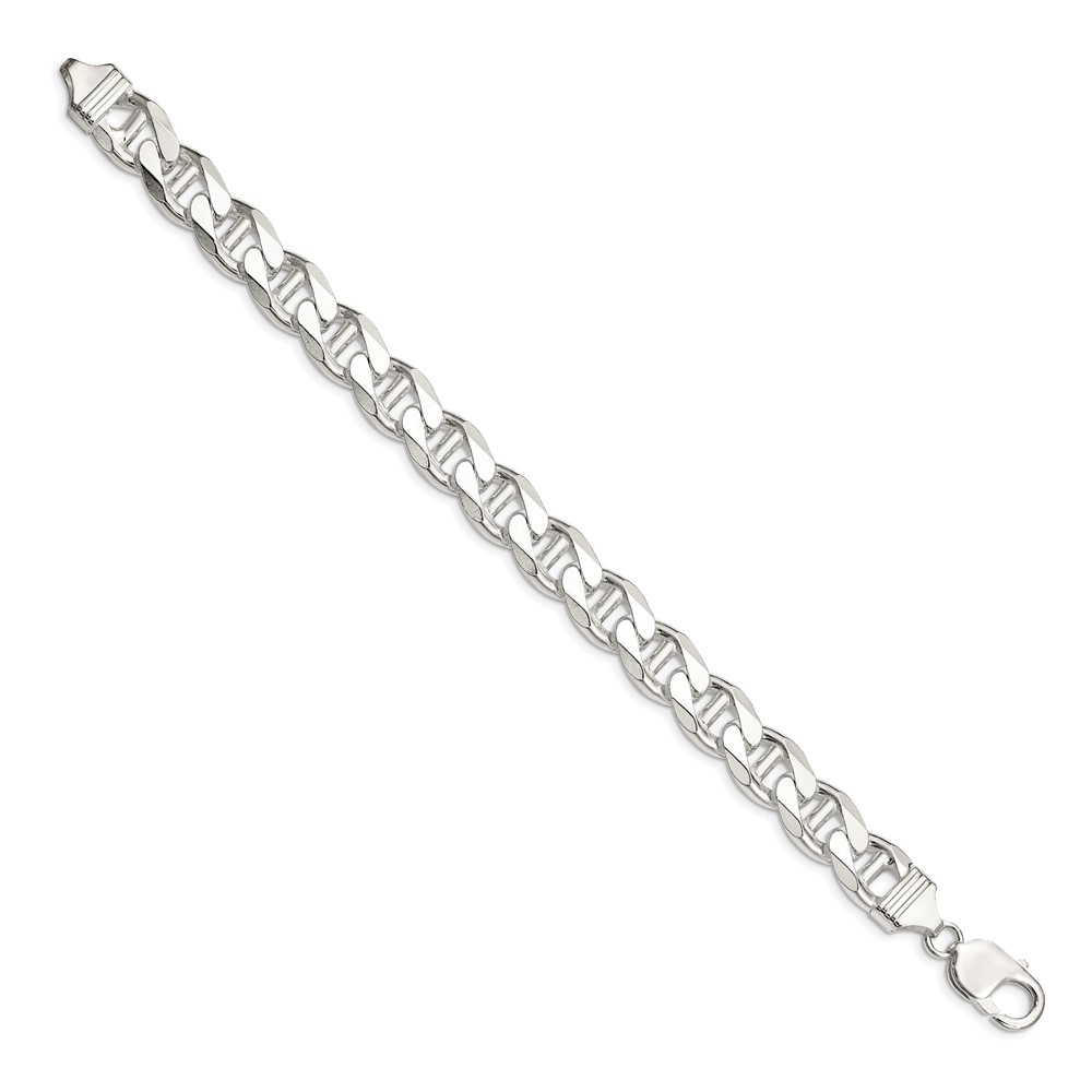 Sterling Silver 10.8mm D/C Flat Anchor Curb Chain (QFAN300-9)