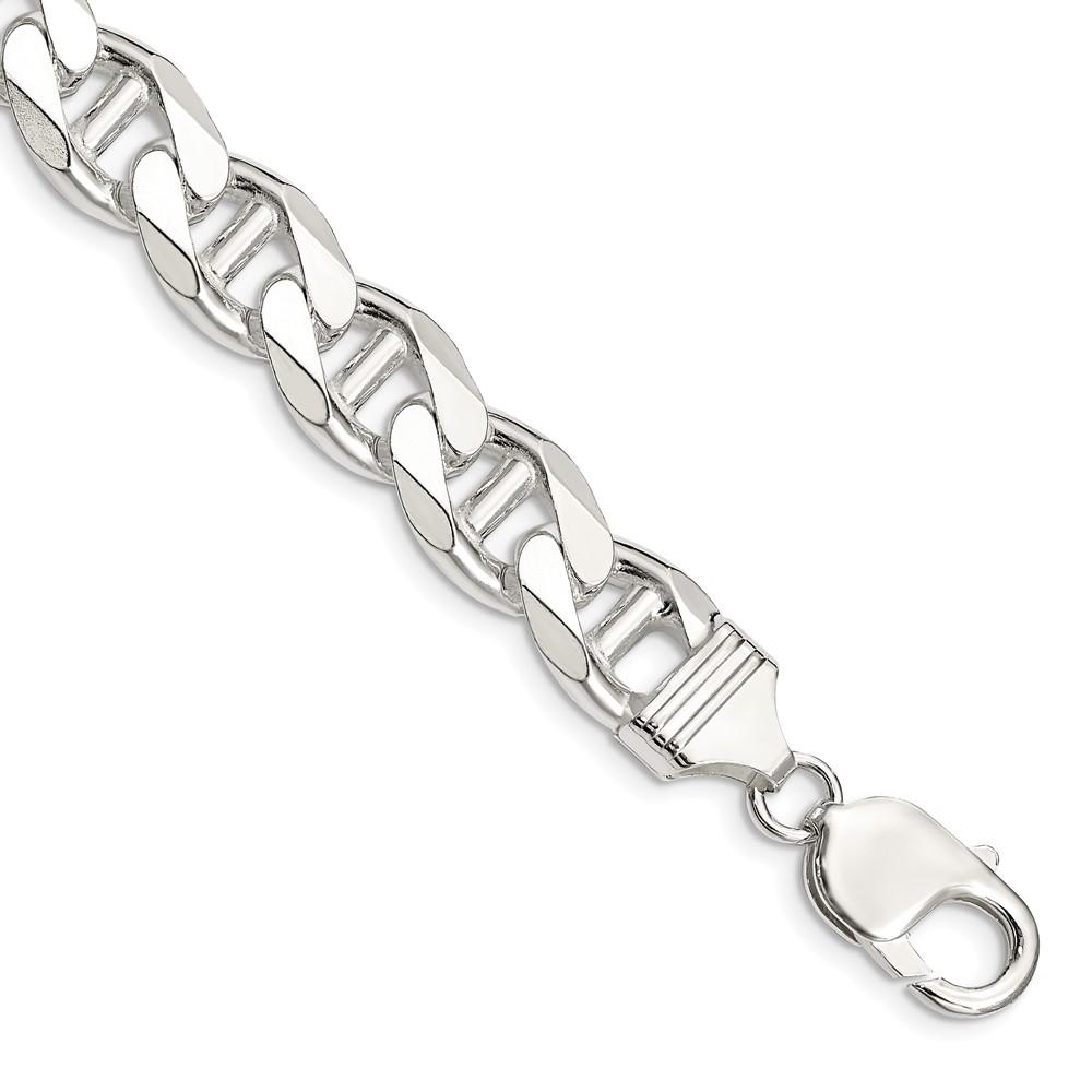 Sterling Silver 10.8mm D/C Flat Anchor Curb Chain (QFAN300-8)