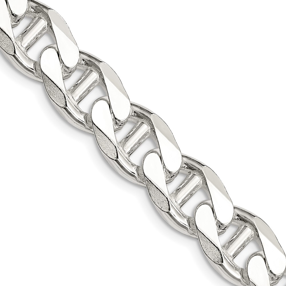 Sterling Silver 10.8mm D/C Flat Anchor Curb Chain (QFAN300-26)