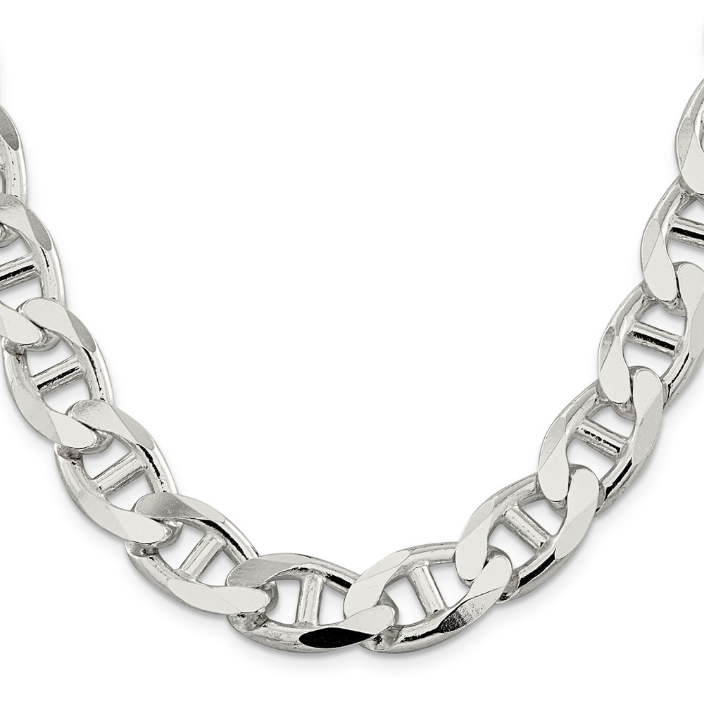 Sterling Silver 13.5mm D/C Flat Anchor Curb Chain (QFAN350-26)