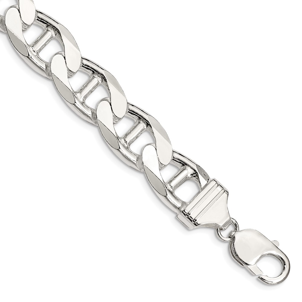 Sterling Silver 13.5mm D/C Flat Anchor Curb Chain (QFAN350-8)