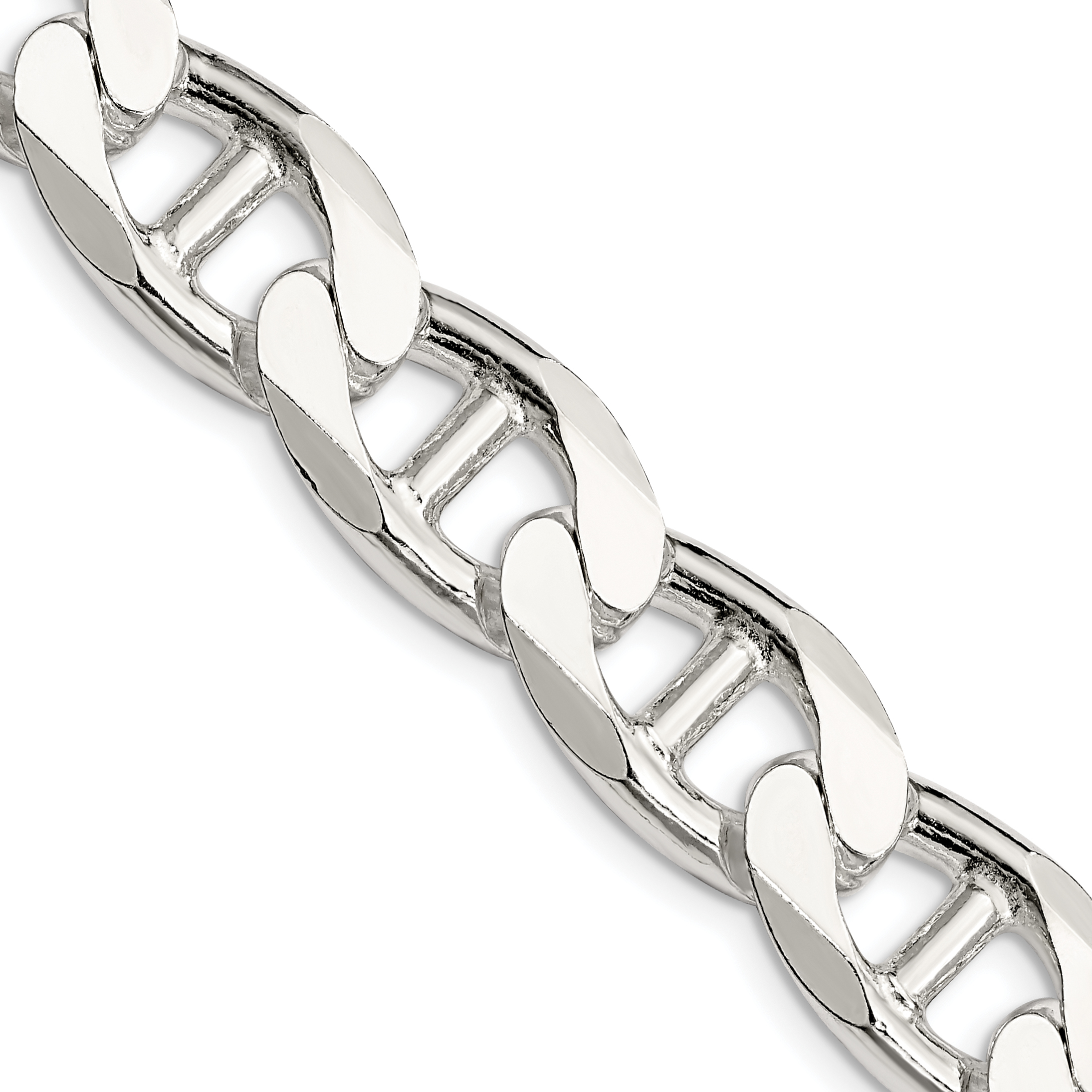 Sterling Silver 13.5mm D/C Flat Anchor Curb Chain (QFAN350-24)