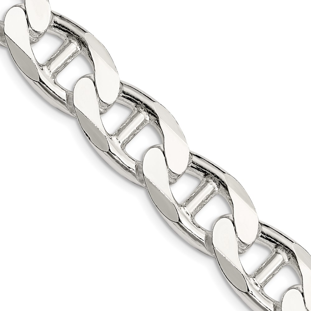 Sterling Silver 13.5mm D/C Flat Anchor Curb Chain (QFAN350-24)