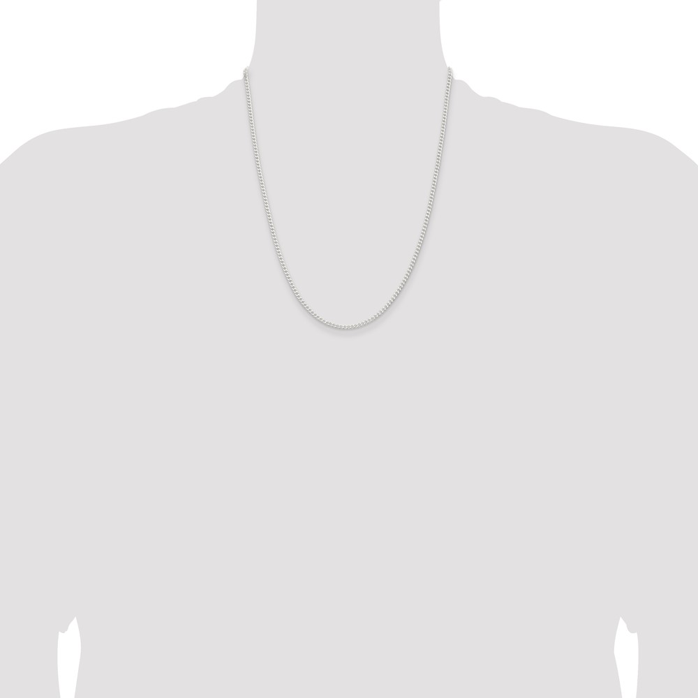 Sterling Silver 2.3mm Beveled Curb Chain (QFB060-22)