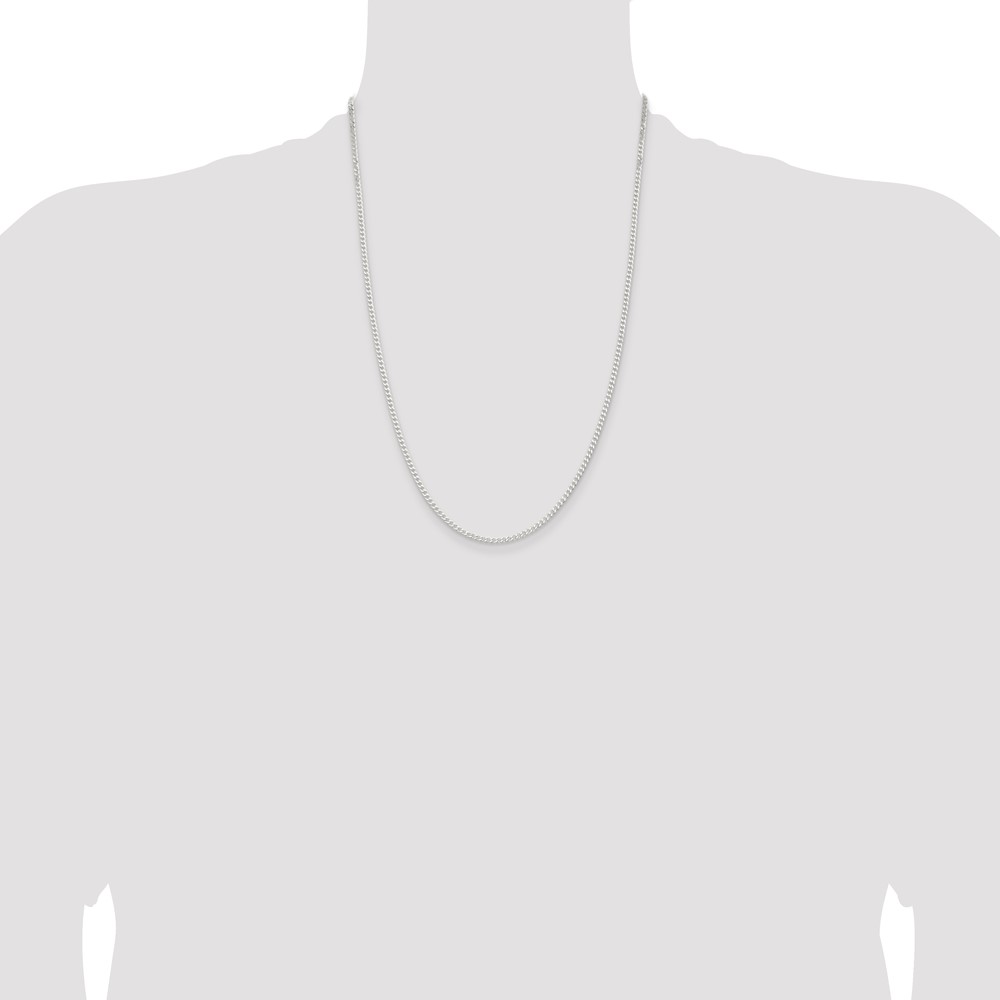 Sterling Silver 2.3mm Beveled Curb Chain (QFB060-24)