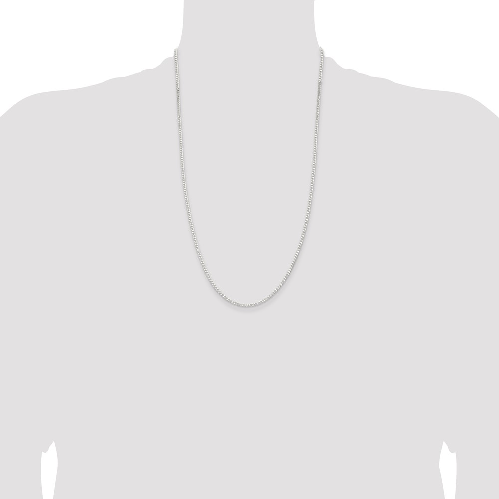 Sterling Silver 2.3mm Beveled Curb Chain (QFB060-26)