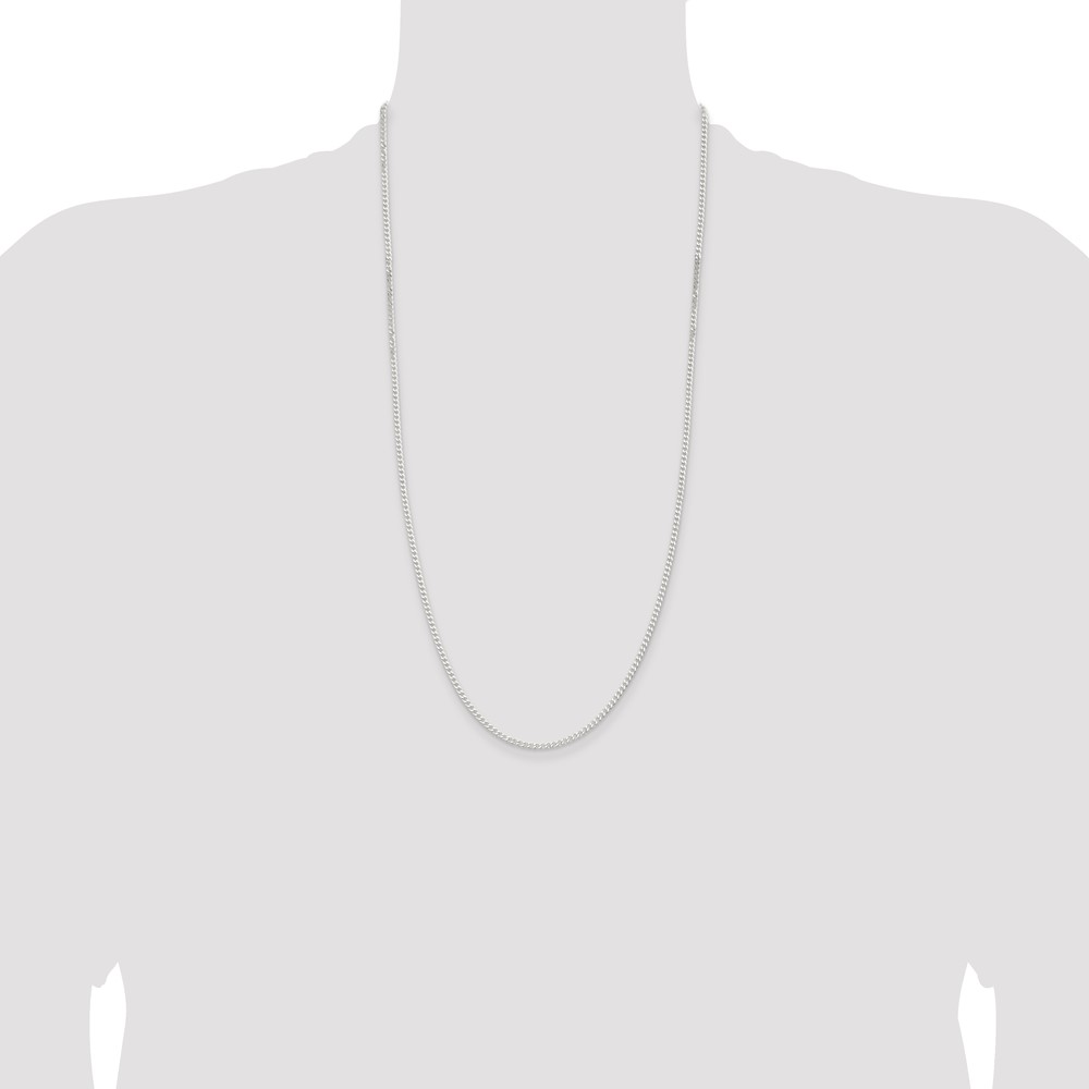 Sterling Silver 2.3mm Beveled Curb Chain (QFB060-28)