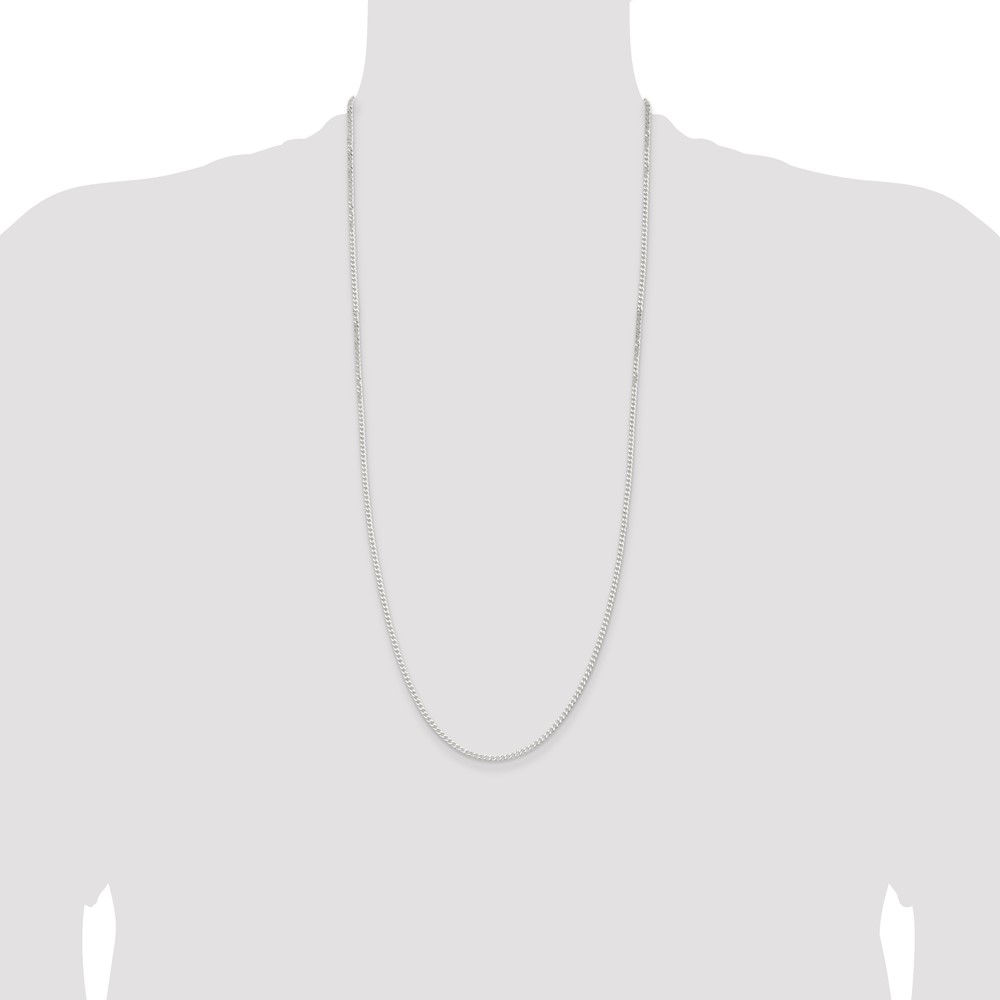 Sterling Silver 2.3mm Beveled Curb Chain (QFB060-30)