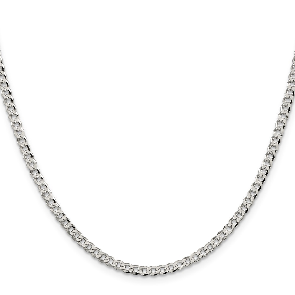 Sterling Silver 3.2mm Beveled Curb Chain (QFB080-18)